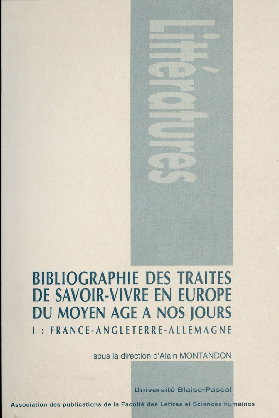 Bibliographie des traités de savoir-vivre en Europe, du Moyen Âge à nos jours