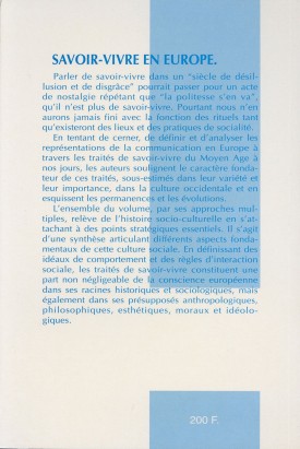 Pour une histoire des traités de savoir-vivre en Europe