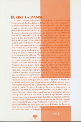 Écrire la danse